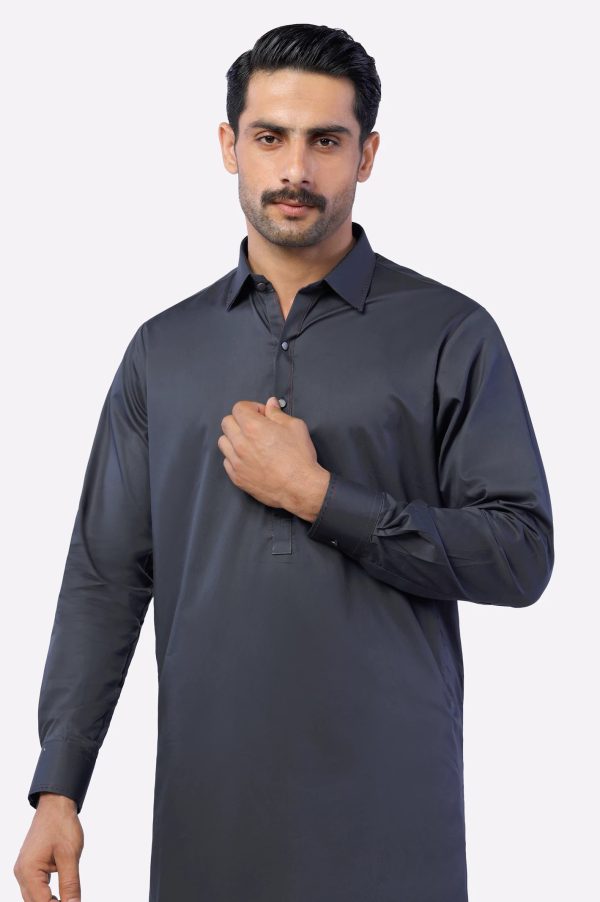 Dark Grey Cotton Shalwar Kameez Supply