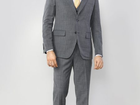 Grey Check 3 PCs Suit for Mens For Sale