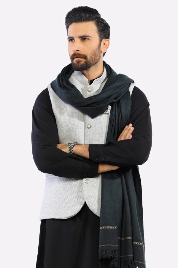 Dark Grey Woolen Men s Shawl For Discount