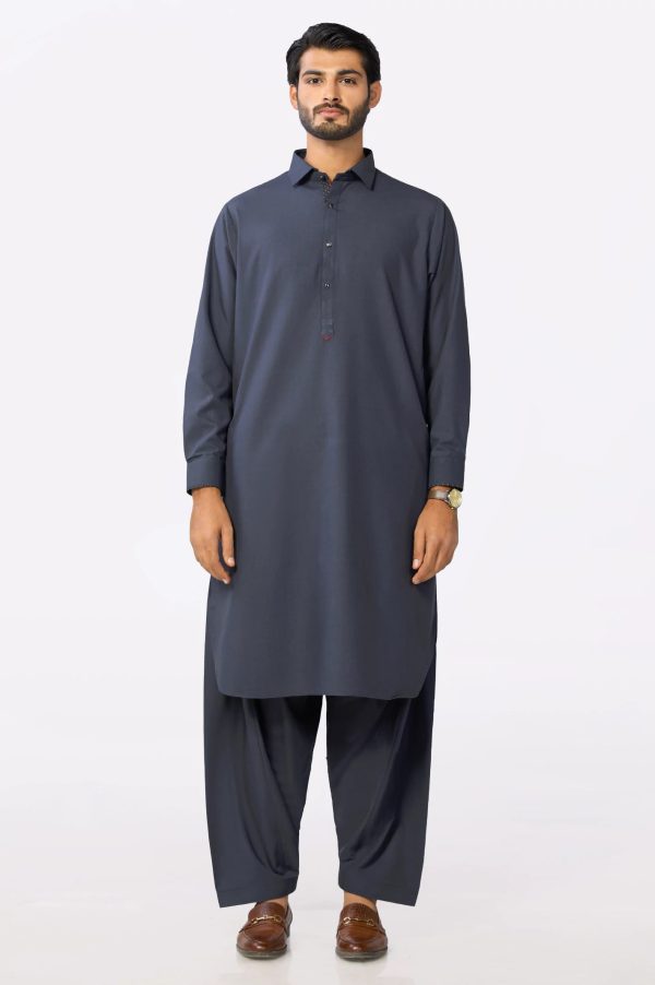 Dark Grey Wash & Wear Shalwar Kameez Online Sale