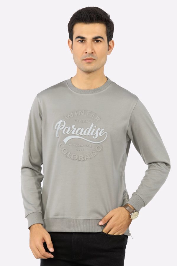 Grey Embossed Print Sweatshirt on Sale