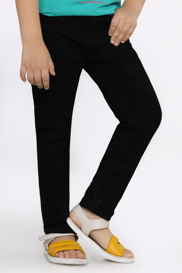 Black Slim Fit Denim Jeans Hot on Sale