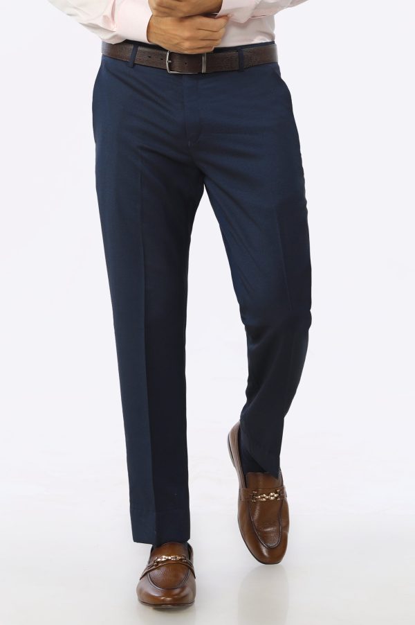 Royal Blue Wash & Wear Smart Fit Trouser Online now