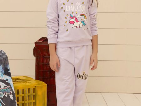 Light Purple Girls Sweatshirt with Trouser Hot on Sale