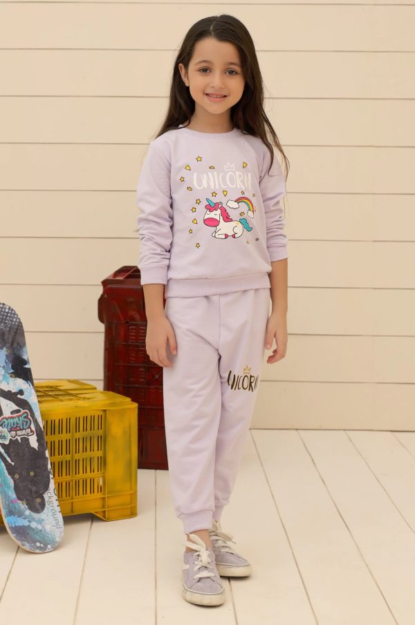 Light Purple Girls Sweatshirt with Trouser Hot on Sale