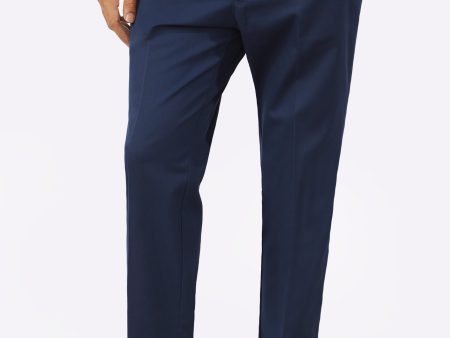 Navy Blue Cotton Regular Fit Trouser Online Hot Sale