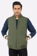 Mens Olive Sleeveless Quilted Bomber Vest Fashion