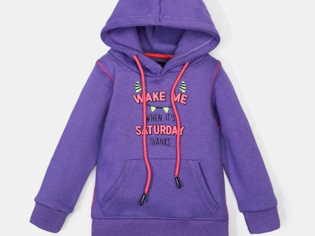 Purple Printed Girls Hoodie For Discount