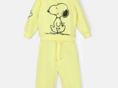 Yellow Peanut Snoopy Girls Hoodie with Trouser For Discount