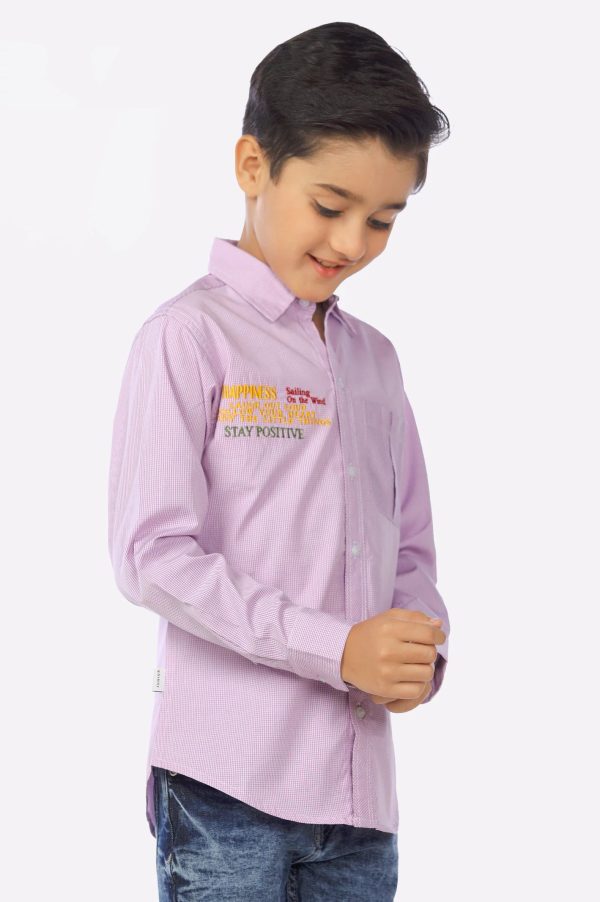 Dark Pink Minicheck Boys Shirt Online Sale