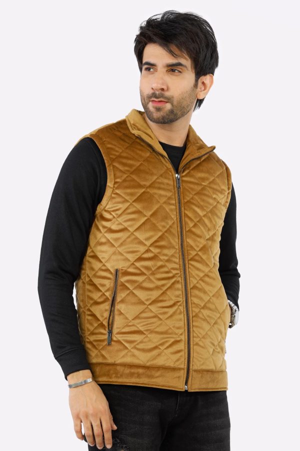 Brown Quilted Vest for Mens Online now