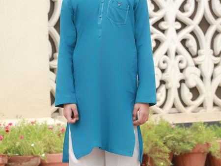 Boys Kurta In Teal KBKS0039 Online Hot Sale