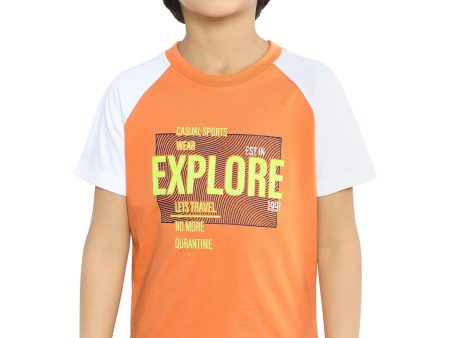 Boys Round Neck T-Shirt SKU: KBA-0366-ORANGE Online