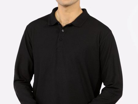 Black Long Sleeves Polo Hot on Sale