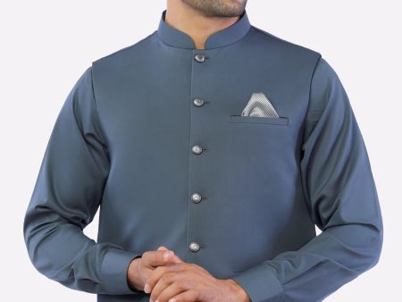 Dark Grey Shalwar Kameez with Waistcoat Discount