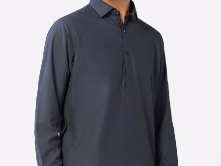 Dark Grey Wash & Wear Shalwar Kameez Online Sale