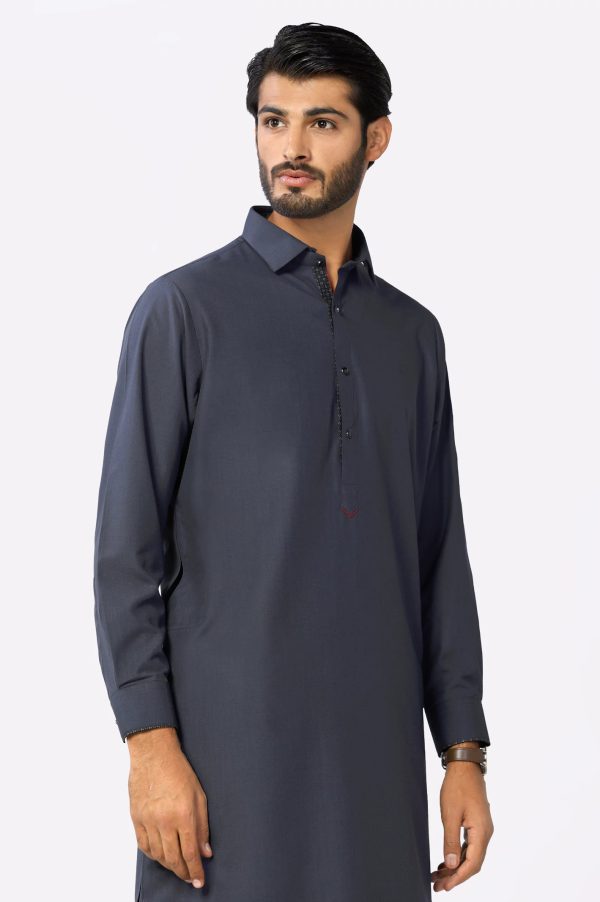 Dark Grey Wash & Wear Shalwar Kameez Online Sale