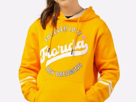 Yellow Printed Girls Hoodie For Sale