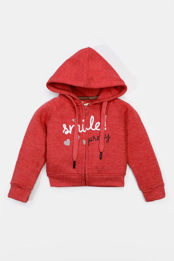 Red Infant Girls Zipper Hoodie Online now