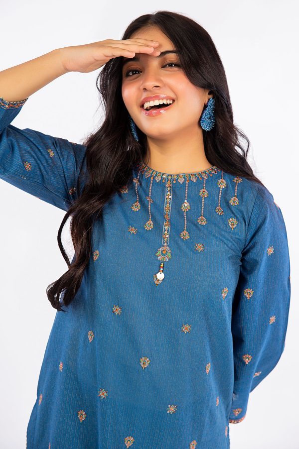 Blue Embroidered Teens 2PC Online now