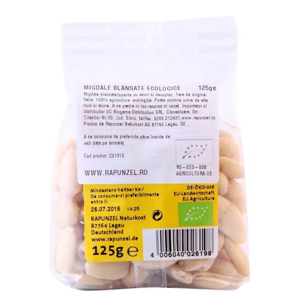 Migdale europene blansate, bio, 125g Online Hot Sale