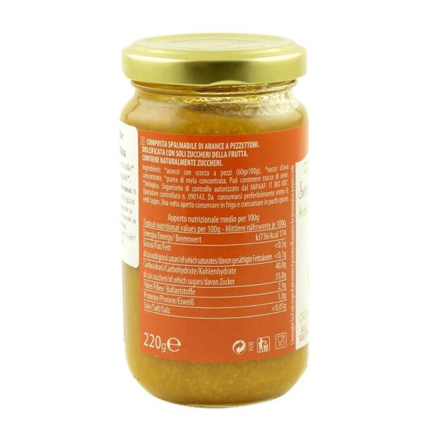 Gem de portocale fara zahar, fara pectina, fara gluten, bio, 220g Fashion