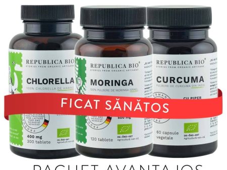 FICAT Sanatos, pachet promotional (Chlorella + Curcuma + Moringa), BIO, RAW, VEGAN on Sale