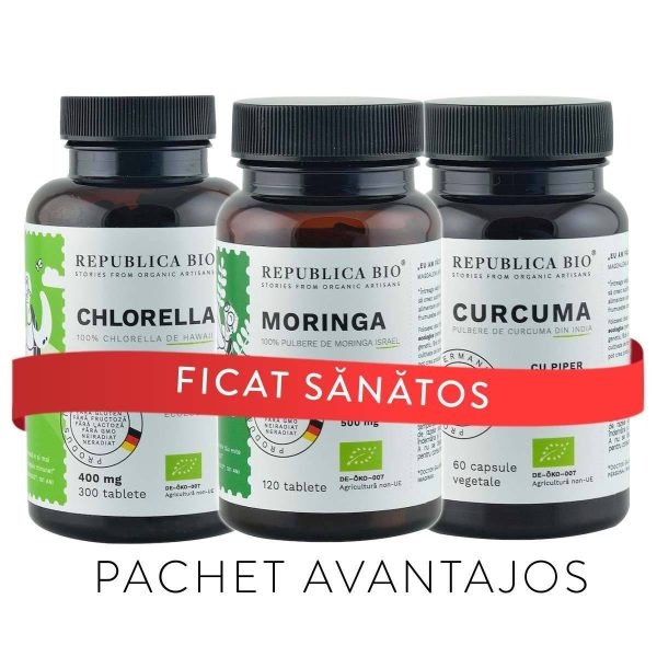 FICAT Sanatos, pachet promotional (Chlorella + Curcuma + Moringa), BIO, RAW, VEGAN on Sale