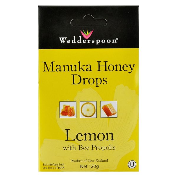 Bomboane (Dropsuri) cu Miere de Manuka, Lamaie si Propolis Wedderspoon, 120 g, naturale Fashion