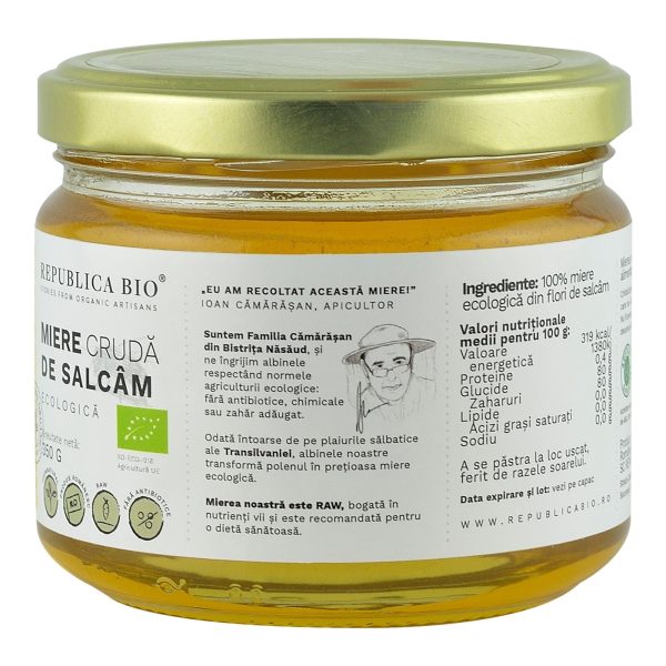 Miere de Salcam ecologica cruda, Republica BIO, 350 g Sale