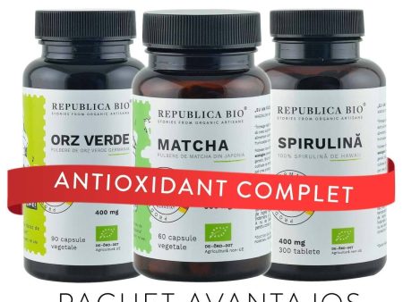 ANTIOXIDANT Complet, pachet promotional (Spirulina + Matcha + Orz verde), BIO, RAW, VEGAN Hot on Sale