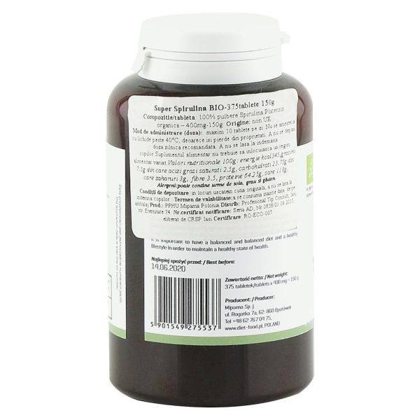 Super spirulina 375 tablete de 400 mg, bio Hot on Sale