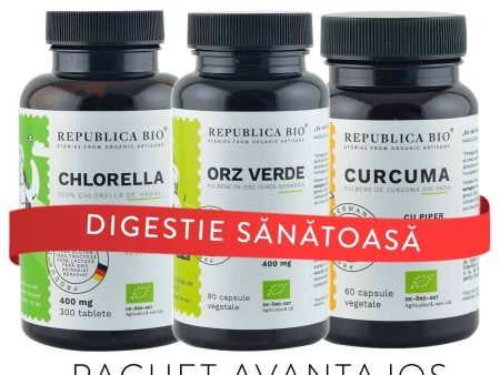 DIGESTIE Sanatoasa, pachet promotional (Curcuma + Orz Verde + Chlorella), BIO, RAW, VEGAN Online