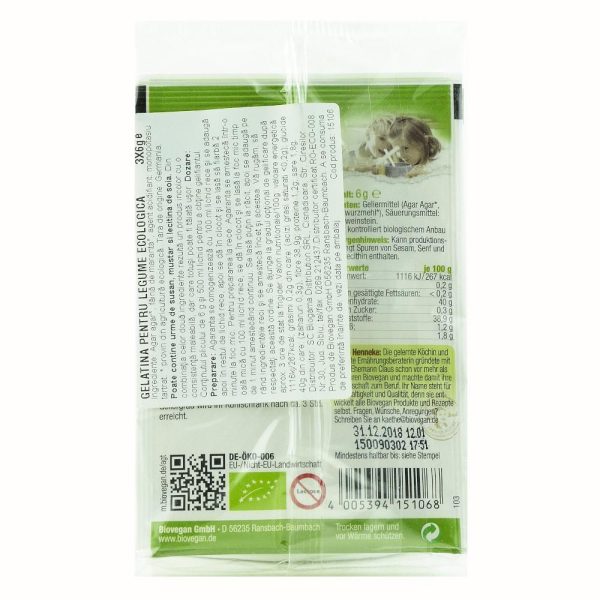 Gelatina pentru legume bio FARA GLUTEN, bio, 3x6g Online