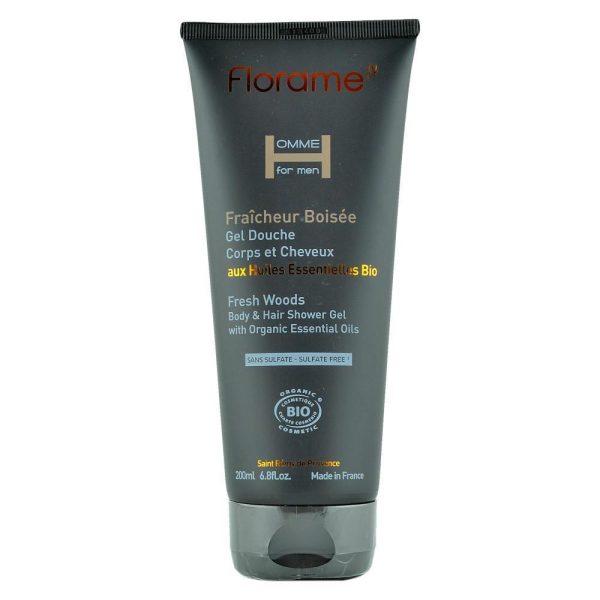 Gel de dus pentru corp si par Florame Fraicheur Boisee pentru barbati, bio, 200 ml on Sale