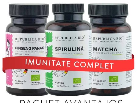 IMUNITATE Complet, pachet promotional (Spirulina + Ginseng + Matcha), BIO, RAW, VEGAN Sale