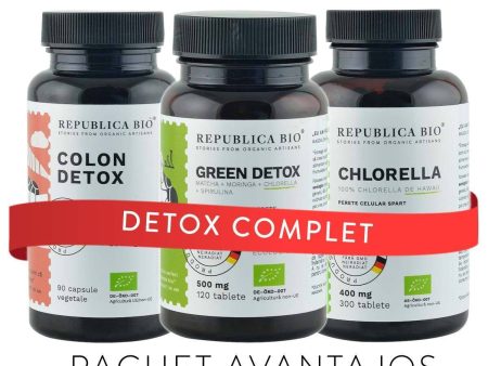 DETOX Complet, pachet promotional (Chlorella + Colon Detox + Green Detox), BIO, RAW, VEGAN Online Sale