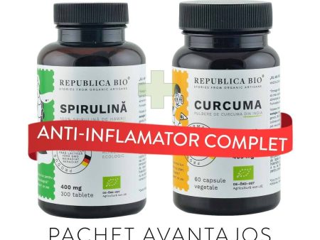 ANTI-INFLAMATOR Complet, pachet promotional (Curcuma Turmeric + Spirulina), BIO, RAW, VEGAN For Cheap