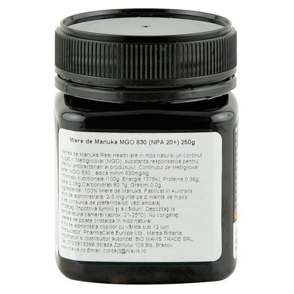 Miere de Manuka MGO 830 Real Health 250 g, naturala Hot on Sale